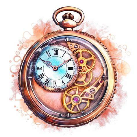 Reloj de bolsillo con engranajes y flores