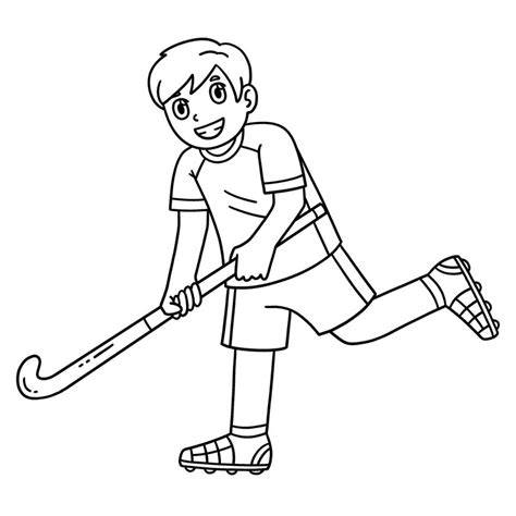 Niño coloreando jugador de hockey