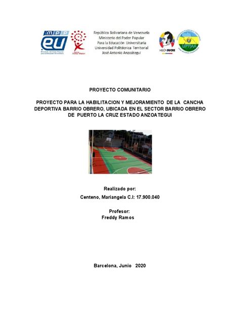 Proyecto comunitario de mejoramiento de cancha