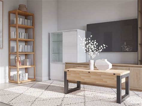 Estantería abierta separando salón y comedor
