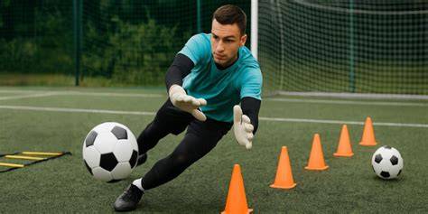 Portero de fútbol durante entrenamiento