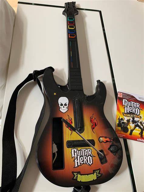 Guitarra de Guitar Hero y notas musicales