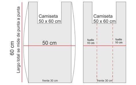 medición de fuelles bolsa camiseta