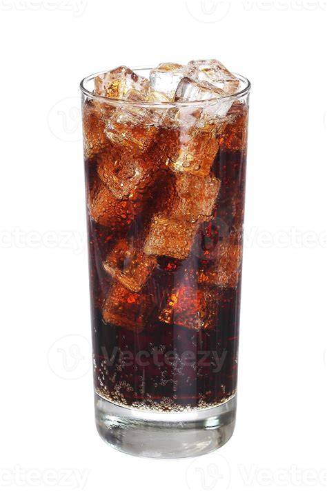 Vaso de bebida Coca-Cola con hielo