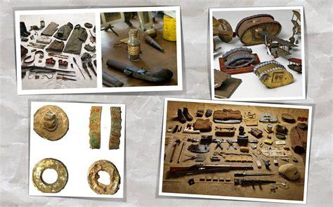 Objetos personales militares enterrados durante la guerra
