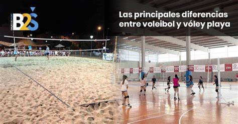 comparación cancha voleibol sala y playa