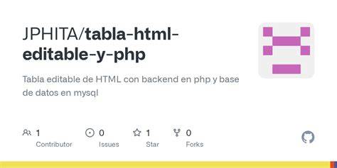 Tabla HTML editable con PHP MySQL
