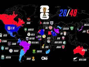 Mapa mundial con selecciones de Copa Toon