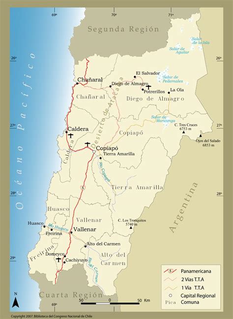 Mapa de la provincia de Chañaral y Atacama