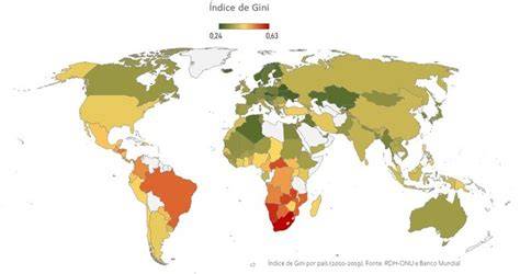 mapa mundial del índice de Gini