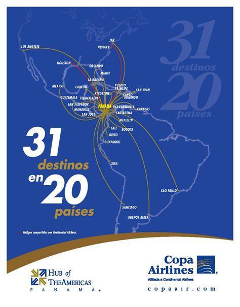 Mapa de rutas Copa Airlines desde Chile