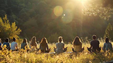 Personas meditando en grupo en Barcelona