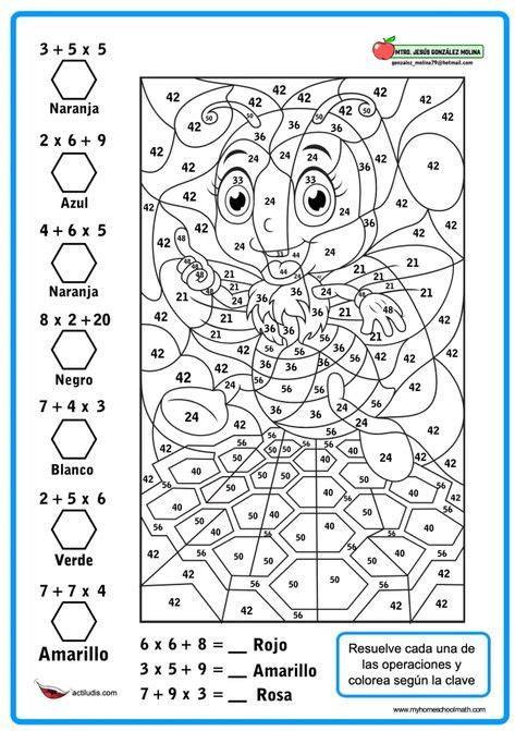 Dibujo de primavera para colorear con operaciones