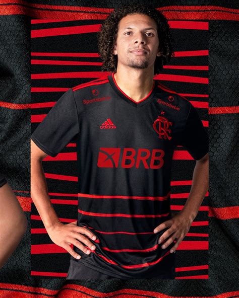 camiseta negra roja oficial Flamengo Adidas