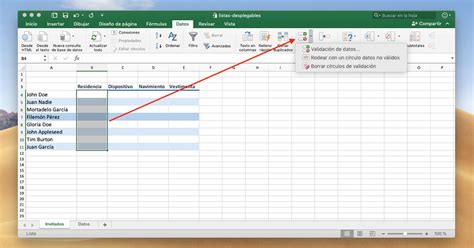 Lista desplegable de meses en Excel