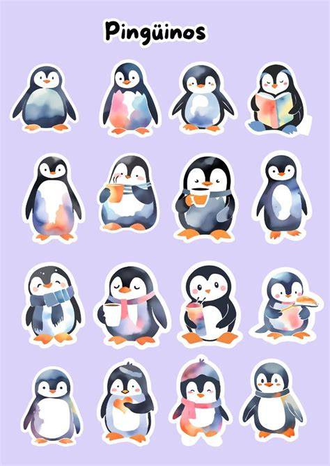 cuaderno con dibujos de pingüinos