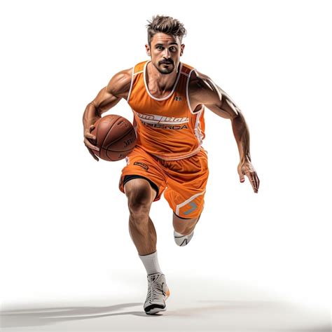 Jugador trotando con balón de baloncesto