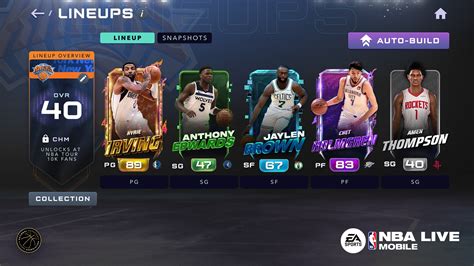 alineación de jugadores NBA Mobile
