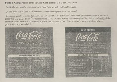 Comparación Coca-Cola normal y Zero