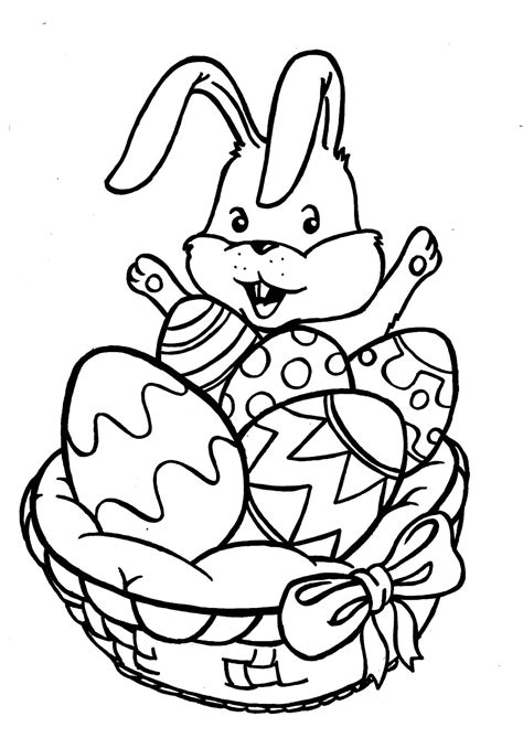 Conejo de Pascua con huevos para colorear