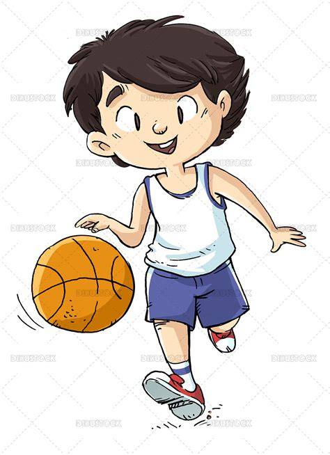 Niño jugador de baloncesto con balón