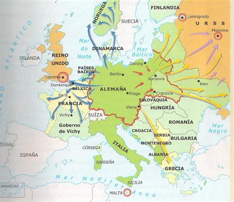Mapa de los frentes de la Segunda Guerra Mundial