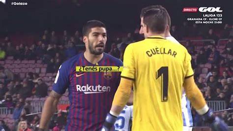 Choque entre Luis Suárez y Cuéllar