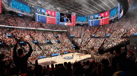 Interior de un pabellón NBA recreado