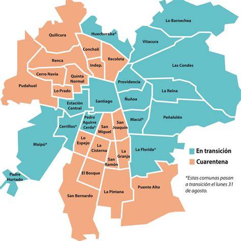 Mapa de tiendas y comunas de Santiago