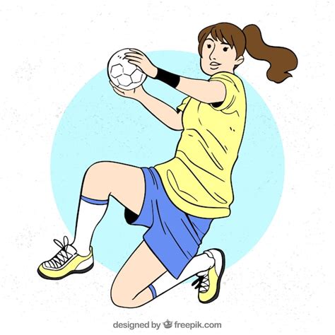 Jugador de handball botando balón