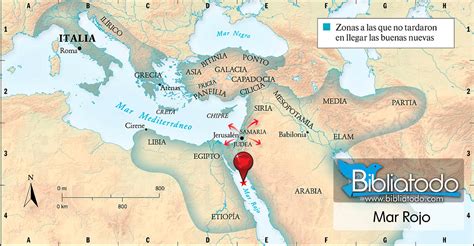 Mapa del éxodo y cruce del Mar Rojo