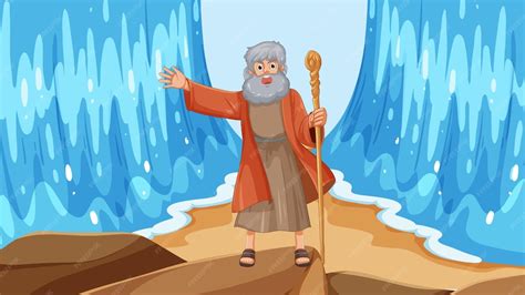 Ilustración de Moisés abriendo el Mar Rojo