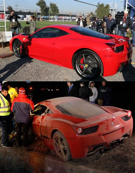 Ferrari de Arturo Vidal tras accidente