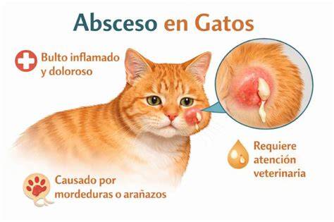 Cola de gato con absceso drenando pus