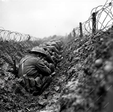 Trincheras y soldados durante la Primera Guerra Mundial