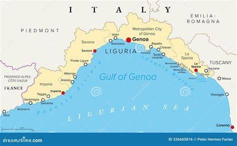 Mapa de la Riviera Italiana y Liguria