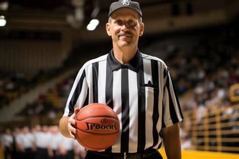 Árbitro de baloncesto usando silbato