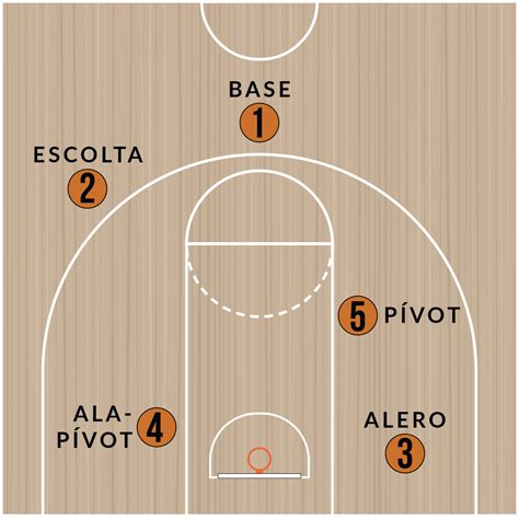 Distribución de posiciones en cancha de baloncesto