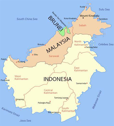 Mapa de Borneo Sabah Sarawak Brunei Indonesia