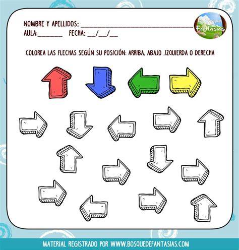 Fichas infantiles de flechas derecha izquierda