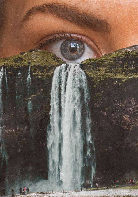 Río fragmentado en fotomontaje surrealista
