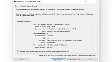 Herramienta DxDiag y diagnóstico DirectX