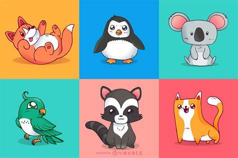 Ilustraciones coloridas de animales para camisetas