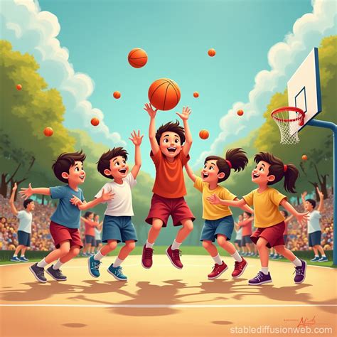 niños jugando fútbol y baloncesto