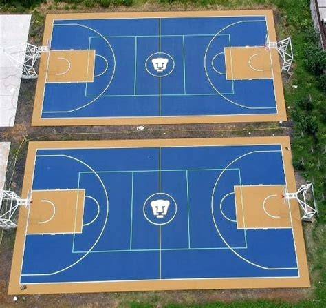 Cancha de baloncesto con zona pintada