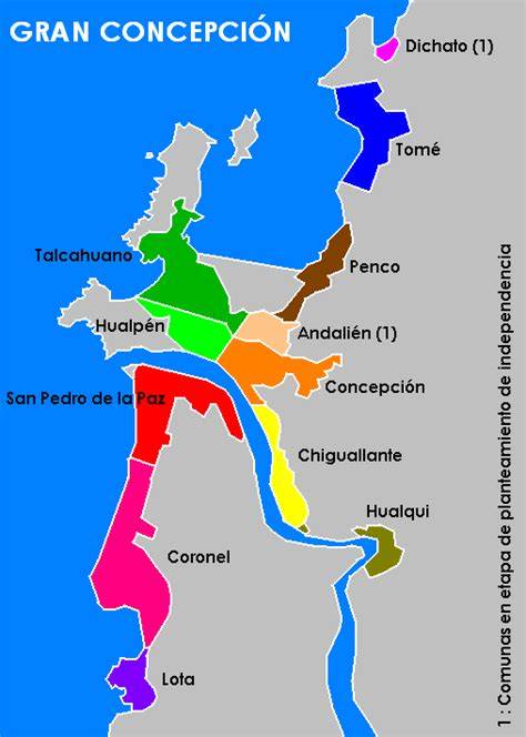 Mapa del Gran Concepción y comunas investigadas