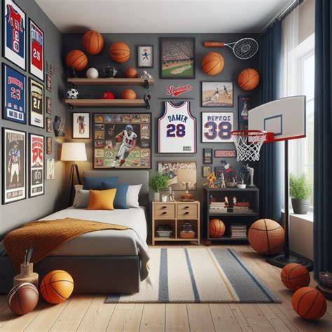Plano decorativo de dormitorio de baloncesto
