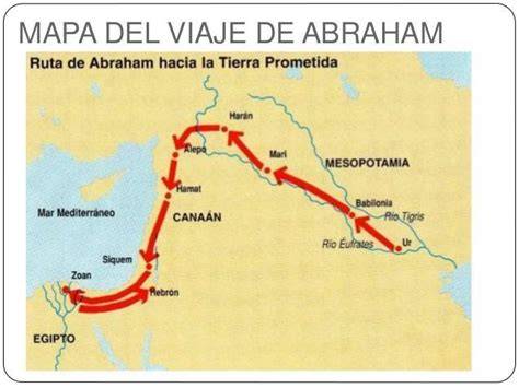 Mapa del viaje de Abraham desde Ur hasta Canaán