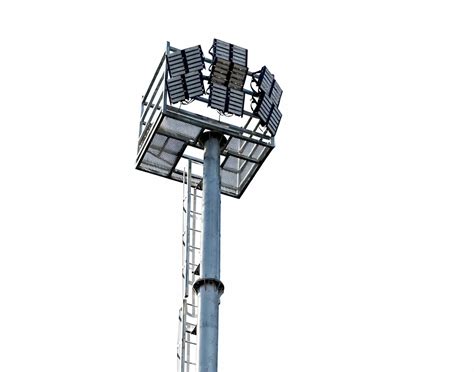 torre de iluminación caída en estadio