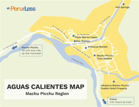 Mapa de alojamientos en Aguas Calientes